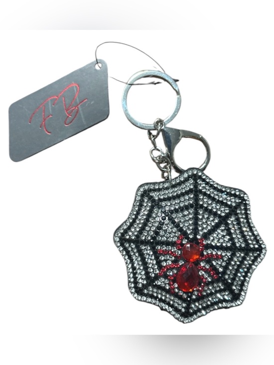 Accessories - Crystal Spider Web Keychain - Silver and Red